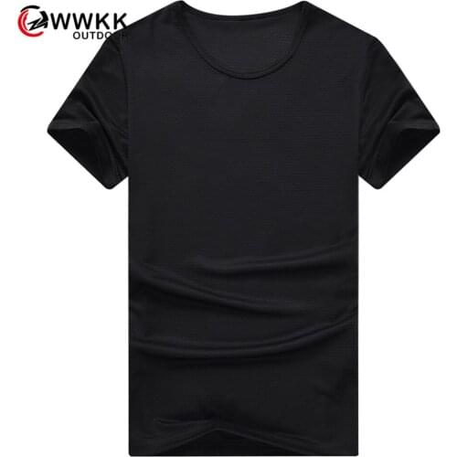 WWKK Quality Summer Casual Couple Hiking Shirt Men Women Round Neck Tops Breathable Light Quick Dry Solid Color Camping T-Shirts