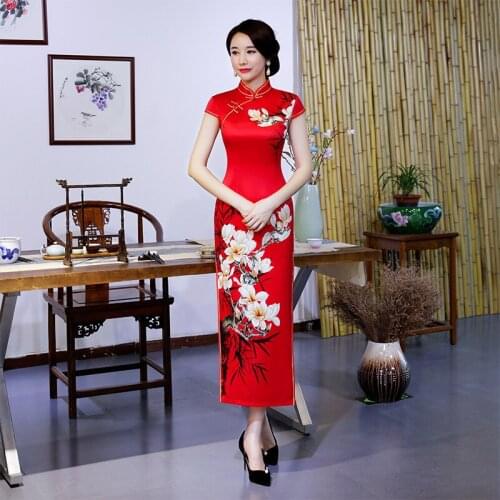 FZSLCYIYI 2019 New Long Slim Cheongsam Handmade Button Qipao High Split Vintage Party Chinese Dress Oversize M-5XL