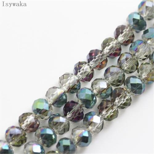 Isywaka Rose Green Color 6*8mm 65pcs Rondelle Austria faceted Crystal Glass Bead Loose Spacer Round Bead for Jewelry Making