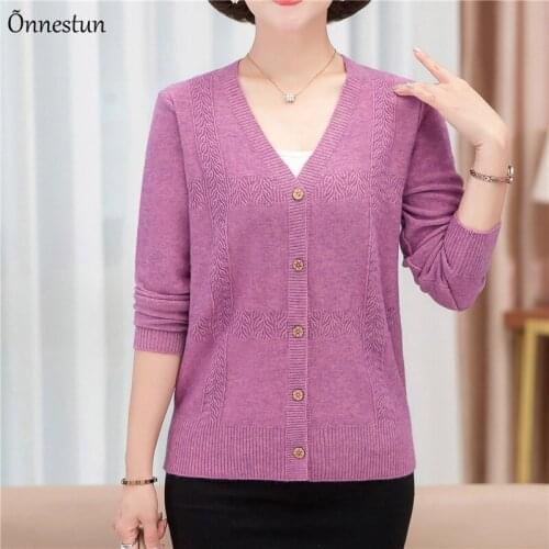 V Neck Cardigans Sweater Women Autumn Single-breasted Sweater Top Femme Korean Fashion Solid Female Cardigan