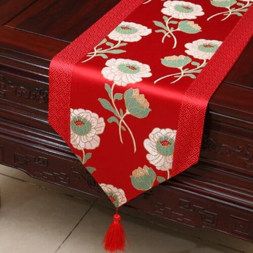 Chinese classical minimalist garden Flower table flag tablecloth coffee table cloth bed flag cabinet flag mat