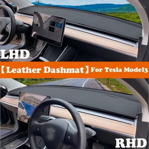 Leather Dashmat Accessories Car-Styling Dashboard Covers Pad Dash Mat Sunshade For Tesla MODEL 3 2017 2018 2019 2020