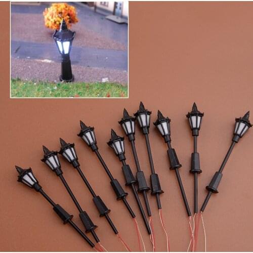 LETAOSK 10Pcs OO HO Scale 1:75 Model Railway 3V LED Lamppost Lamps Street Lights Decoration