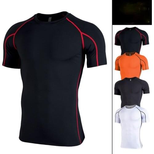 Summer Fitness Wear Mens Stretch Tight Dry Clothes Outdoor Running Basketball Short Sleeves Sportswear Muscle Brothers T Shirt