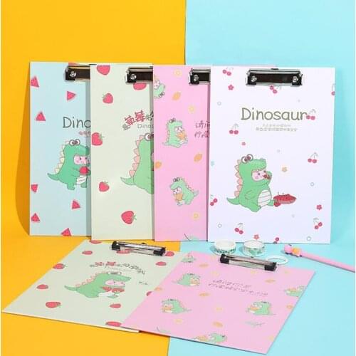 Cartoon Fruits Dinosaur A4 Clipboards, Low Profile Clip, Cute Clipboards Student Writing Pad for Classrooms, Offices