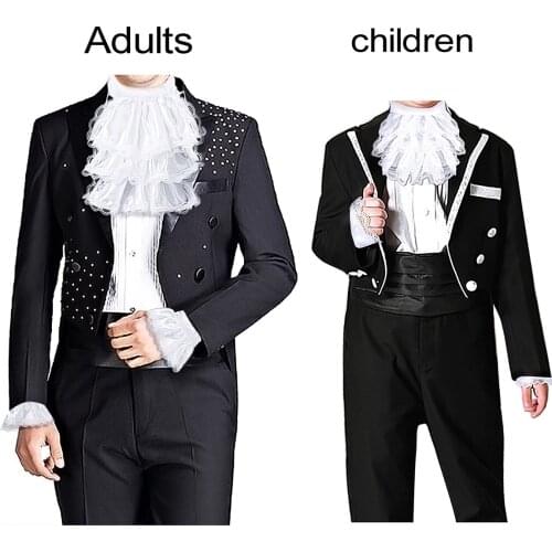 Iiniim Victorian Lace Jabot and Cuffs Set Stage Dance Fancy Party Colonial Pirate Steampunk Costume Accessories for Kids/Adults