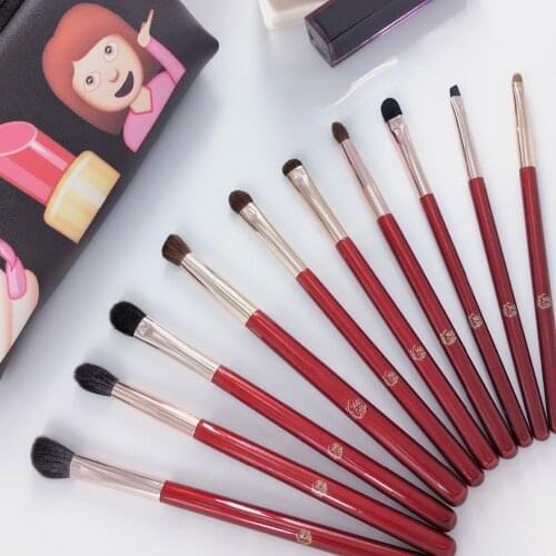 10pcs Professional Handmade Make Up Brush Kit Eye Shadow Blending Eyeliner Eyebrow Brush Soft Natural Hair Makeup Brushes Set