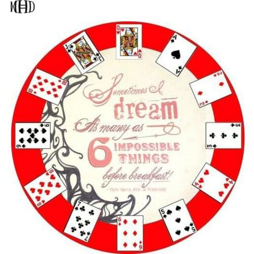 Poker Pattern Wall Clock 3D Full Square & Round Rhinestone Wall Clock 5d diy Diamond Embroidery Handcrafted Art Deco new hot