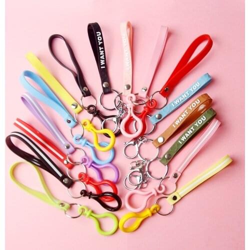 New solid color striped Keychain Leather Key Chain Ring Handmade DIY Pendant Car Keyrings Accessories for Men Women Gift K2448