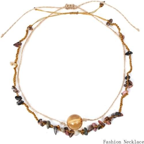 New Fashion Women Necklace two-layer Vintage Handmade Colorful Stone Clavicle Chain Jewelry Accessories Neck Chain For Women