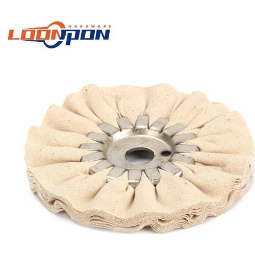 5inch Cotton Airway Buffing Wheel Polishing Pad Cloth Wheel Disc 16 Plys With Iron Center Compound Tool 16mm Bore 1-2pcs
