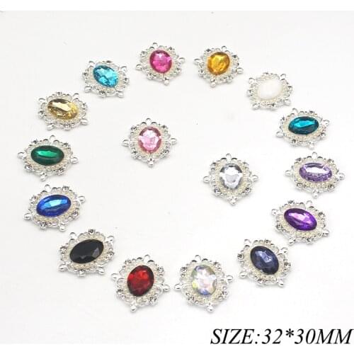 10pcs/lot 30*32MM Sewing for Diy Handicraft Needlework Snap Flat Back Button for Clothing Rhinestone for Craft Pearl Buttons