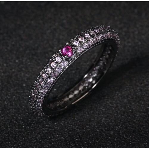 S925 Sterling Silver Color Enamel Ring Paved With Shiny Cubic Zircon Stone Fashion Wed Engage Ring For Women