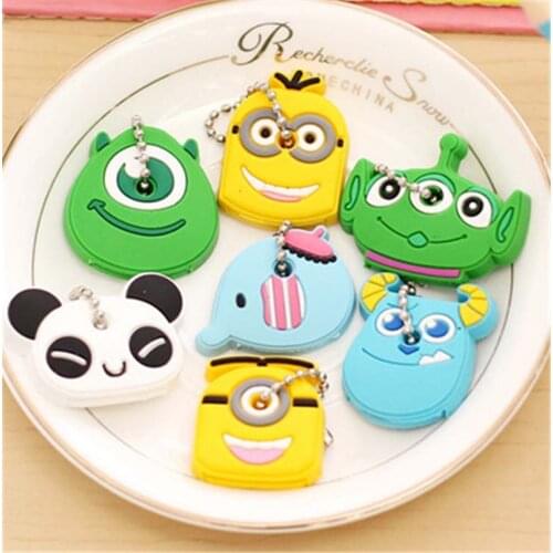 Hot Lovely Cartoon Silicone Protective Key Case Cover For Key Control Dust Cover Holder Animation Figures key Pendant Key Holder
