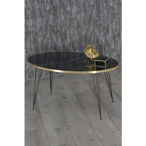 Medium Coffee Table Ellipse Black Foot Gold Bendir Tel