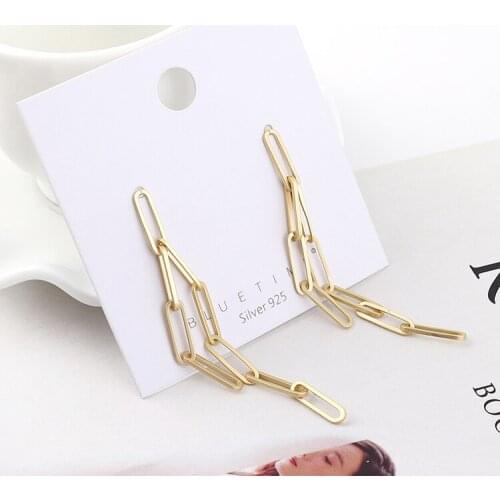 TONGKWOK Bohemia Exaggeration Dangle Earrings For Women Silk Thread Tassel Metal Long Chandelier Earrings #140039