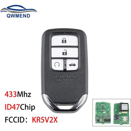BHKEY KR5V2X Smart Car Key for Honda Civic 2014 2015 2016 2017 Car Remote Key 4Buttons 433Mhz ID47Chip