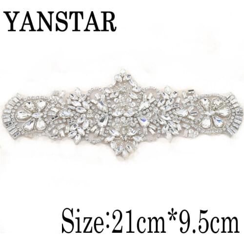 YANSTAR(10PCS) Handmade Rhinestones Appliques Clear Rose Gold sparkle Crystal For Wedding Dress Belt YS701