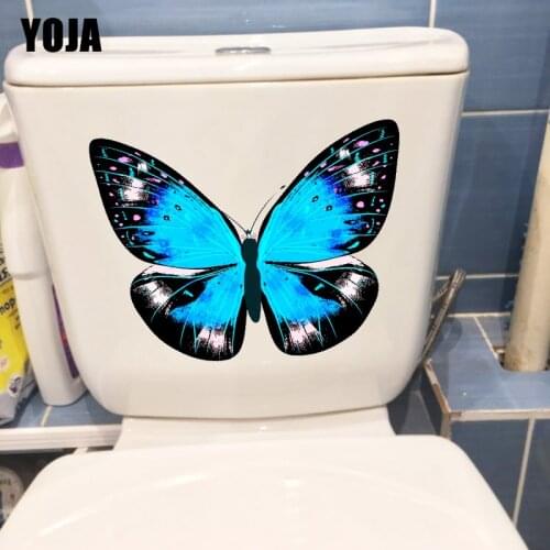 YOJA 22.3X16.9CM Beautiful Blue Butterfly Childern Bedroom Wall Decor Decal Creative WC Toilet Sticker T1-2244