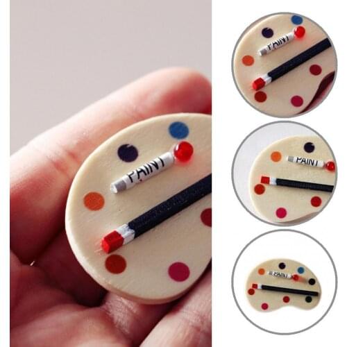 Funny Dollhouse Miniature Color Palette Creative Doll House Painting Palette Smooth Surface for Kindergarten