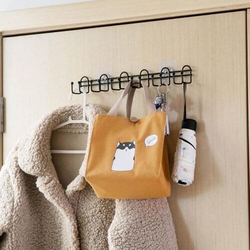 Iron Art Coat and Hat Hooks No Punching Storage Racks Behind The Door Wall-mounted Sticker Hanger