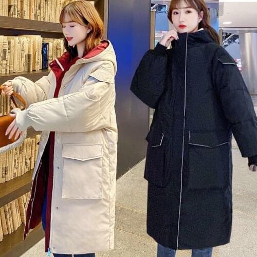 Woman Jacket Parkas Coat Down Cotton-Padded Coat For Women Winter Loose Large Size Hooded Cotton Coat Veste Femme