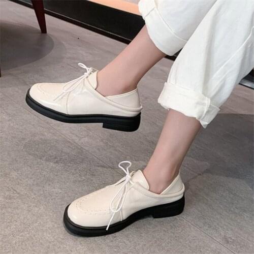 PXELENA Fashion British Derby Shoes Woman Chunky Low Heels Casual Comfort Oxfords Shoes Retro Lace Up Punk Gothic Plus Size New