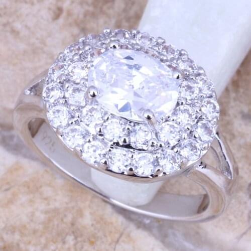 Amazing White CZ Silver Plated Womens Ring Size 6 / 7 / 8 / 9 R0902