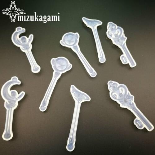 1pcs UV Resin Jewelry Liquid Silicone Mold Star Moon Scepter Magic wand Shape Resin Charms Molds For DIY Decorate Making Molds