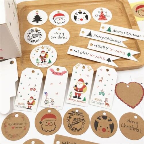 100pcs Multi Style Christmas Gift Tags Kraft Paper Label Xmas Gift Tag For Home New Year Party DIY Label
