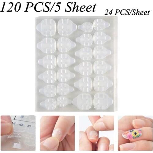 120PCS Jelly Nail Glue Patch Double Sided Adhesive Gel Super Sticky Transparent Portable Patch For False Nails Art Decoration