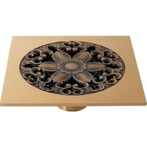 15CM Round Brass Antique Brushed Bathroom Kitchen Shower Room Porch Waste Strainer Floor Drain Bagno