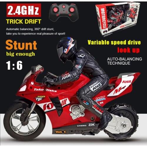 2.4G RC Remote Control Motorcycle Drift Car Gyro Self-Balancing Fancy Stunt Sports Car Boy Toy Gift