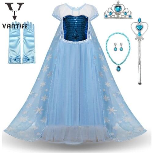 2021 Fancy Children Princess Dress Short Sleeved Sequin Dresses Holiday Costume Mesh Skirt Christmas Halloween Clothing Costume