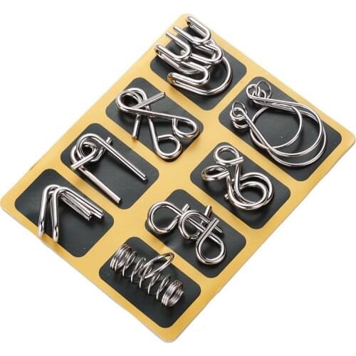 8pcs/Set Materials Metal Montessori Montessori Early Educational Puzzles For Children Adults Anti-Stress Reliever Toys Nice Gift