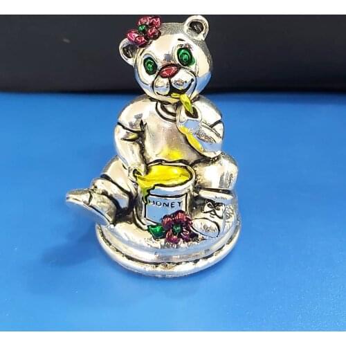 925 Sterling Silver Plated COLORED BEAR