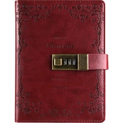 B6 Lock password Diary Books Notebook Vintage Creative Pu Leather Travel Journal Women/Men Personal Sketchbook(No pen) TPN085
