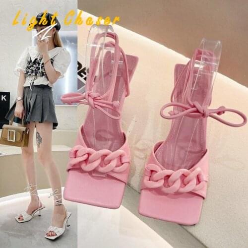 2021 Summer Fashion Design Women Sandals Transparent Strange High Heels Ladies Sandals Ankle Strap Open Toe Shoes Dress Shoes