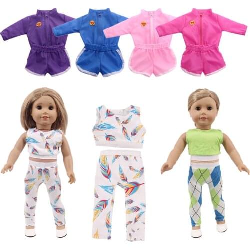 Doll Color Sports 2Pcs/Set Unicorn Pajamas Fit 18 Inch American Doll&43Cm Born Baby, Our Generation, Birthday Girls Toy Gift