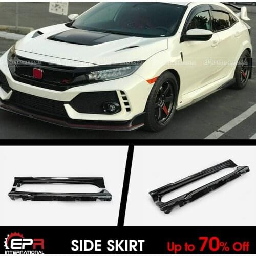 For 2017+ Honda Civic FK8 Type R VRS2-Style FRP Unpainted Side Skirt Addon Trim Exterior Accessories kits