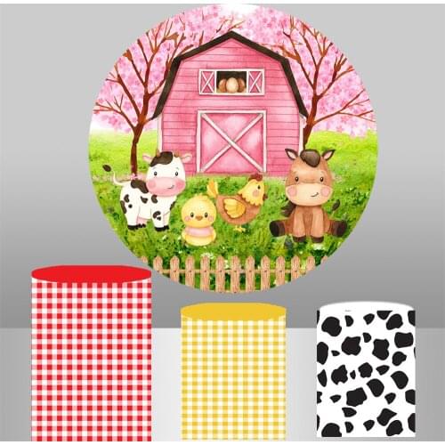 Circle photography Background Backdrop cartoon farm animal girl birthday party photocall studio table Cover poster YY689