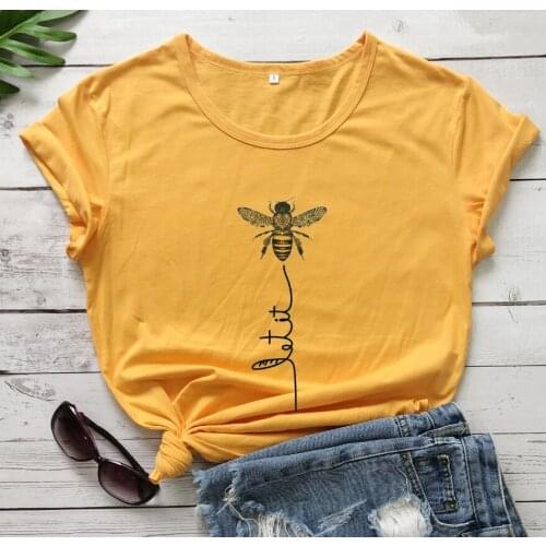 Harajuku style T-shirt Let it bee Shirt bee kindness shirts young hipster tees women summer casual aesthetic art tee tops