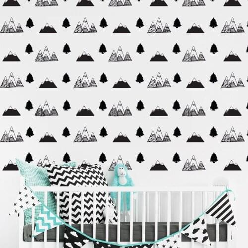 Mountain Pine Tree Pattern Removable Wall Stickers for Kids Room Home Decor Art Vinyl Waterproof Decals Living Room K71