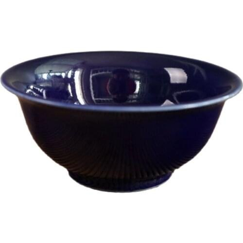 Chinese Old Porcelain Monochromatic Glaze Ji LAN Glazed Bowl