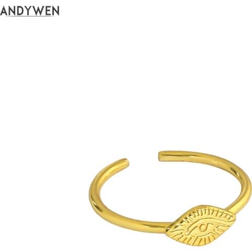 ANDYWEN 925 Sterling Silver Gold Evil Adjustable Ring Women Fashion Luxury Fine Jewelry 2020 Rock Punk Slim Jewels For Women