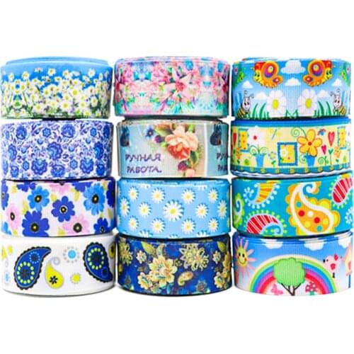 10 Yards 1" 25MM Flowers Printed Grosgrain Ribbons For Hair Bows DIY Handmade Materials Y2020122403