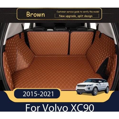 Custom Leather Car Trunk Mats For Volvo XC90 2015-2021 7Seat Rear Trunk Floor Mat Tray Carpet Mud