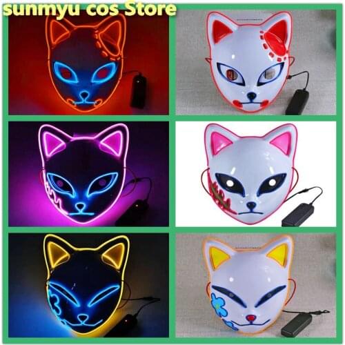 Demon Slayer Tanjirou Mask Kimetsu No Yaiba Sabito Mascarilla Anime Masks Makomo Cosplay Masques Halloween Costume Mascaras LED