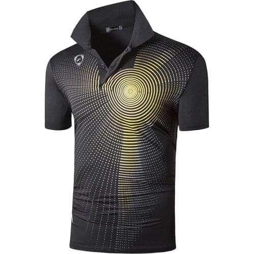 Jeansian Mens Sport Tee Polo Shirts POLOS Poloshirts Golf Tennis Badminton Dry Fit Short Sleeve LSL266 Black2