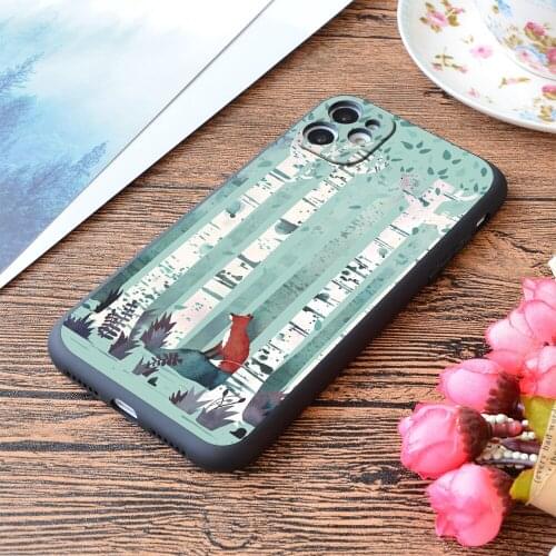For iPhone The Birches Print Soft Matt Apple iPhone Case